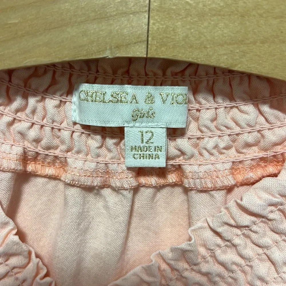 NWT Chelsea & Violet Girls Dress Long Sleeves Smocked Neck Belted Dress size 12 - Picture 3 of 5